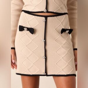 NWT Firelight Lane Beige Knit Embellished Mini Skirt